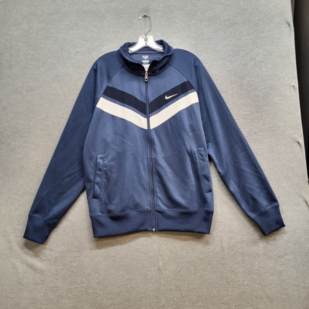 Nike Men Jacket Large Blue Y2K Logo Swoosh Full‎ Zip